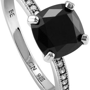 Rhodium plated Black CZ diamond